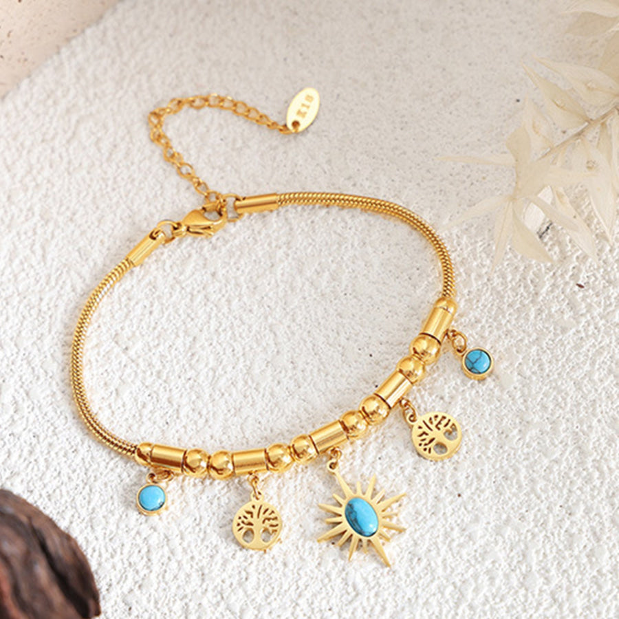 Gold - Plated Titanium Steel Charm Bracelet Gold / One Size Apparel and Accessories
