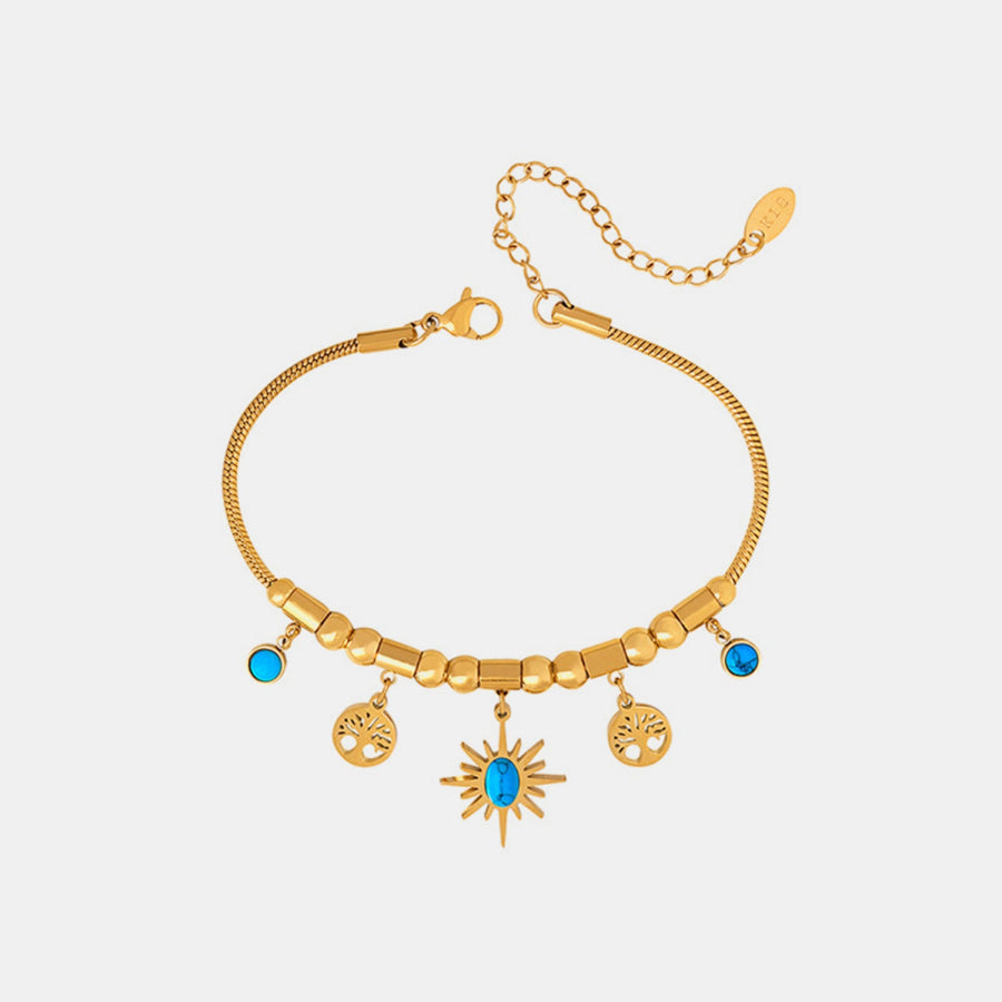 Gold - Plated Titanium Steel Charm Bracelet Gold / One Size Apparel and Accessories