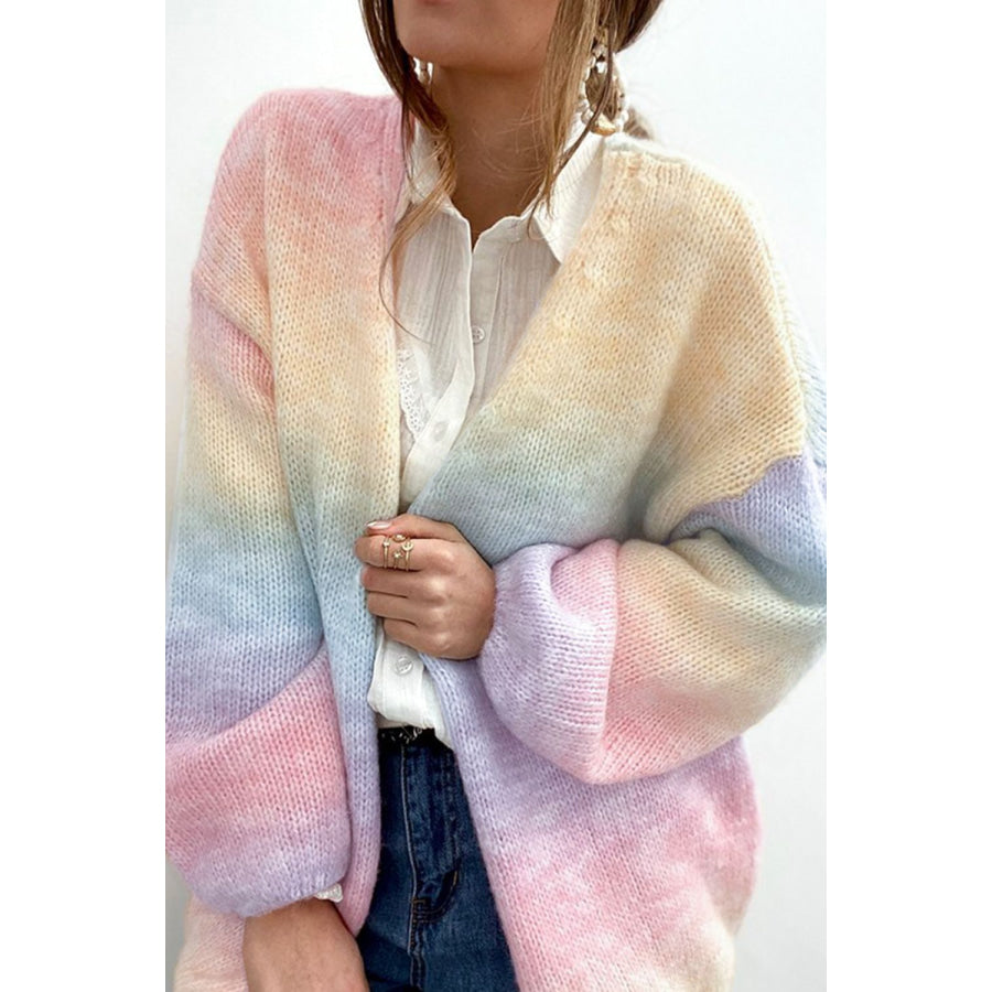 Gradient Open Front Drop Shoulder Cardigan Stripe / S Apparel and Accessories