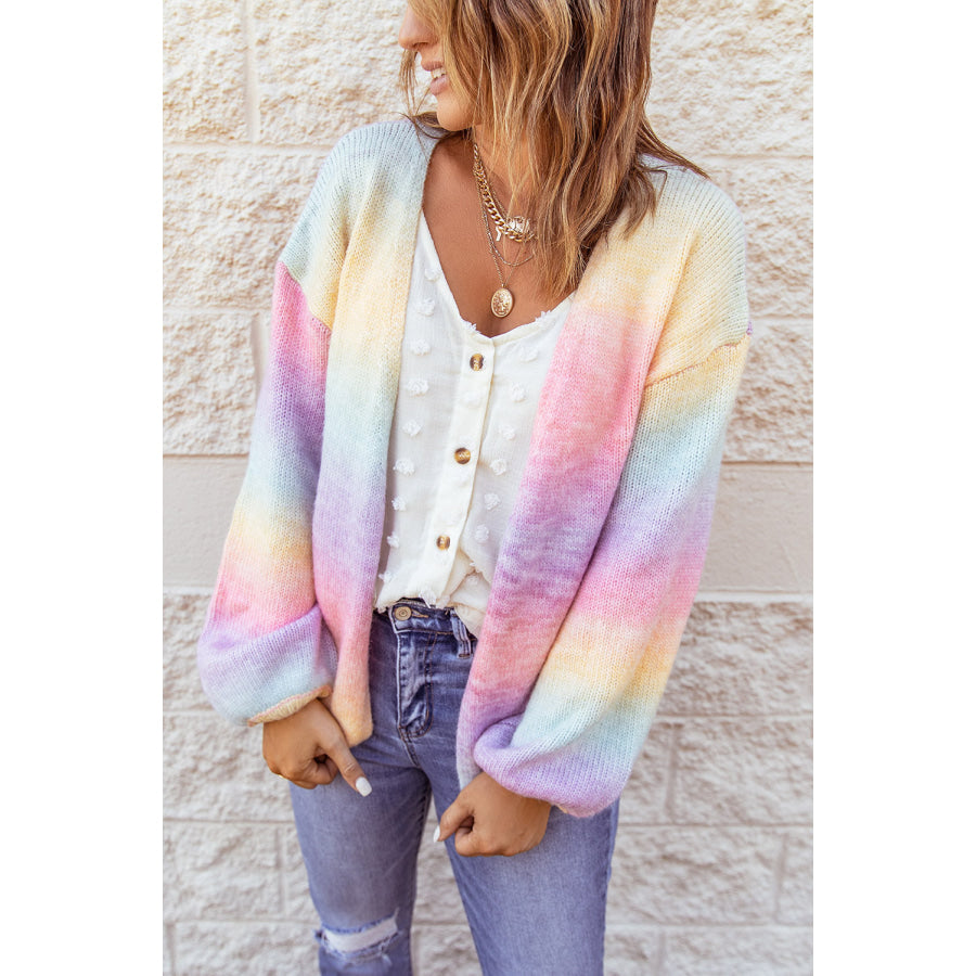 Gradient Open Front Drop Shoulder Cardigan Apparel and Accessories