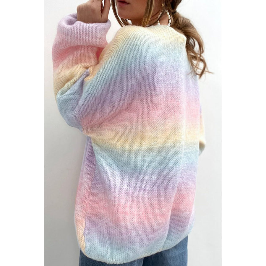 Gradient Open Front Drop Shoulder Cardigan Apparel and Accessories