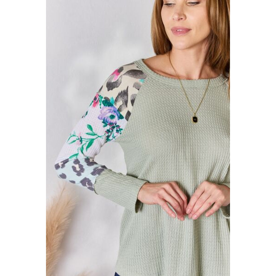 Hailey & Co Full Size Printed Round Neck Blouse Clothing