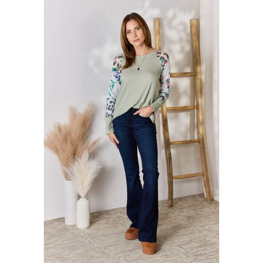 Hailey & Co Full Size Printed Round Neck Blouse Clothing