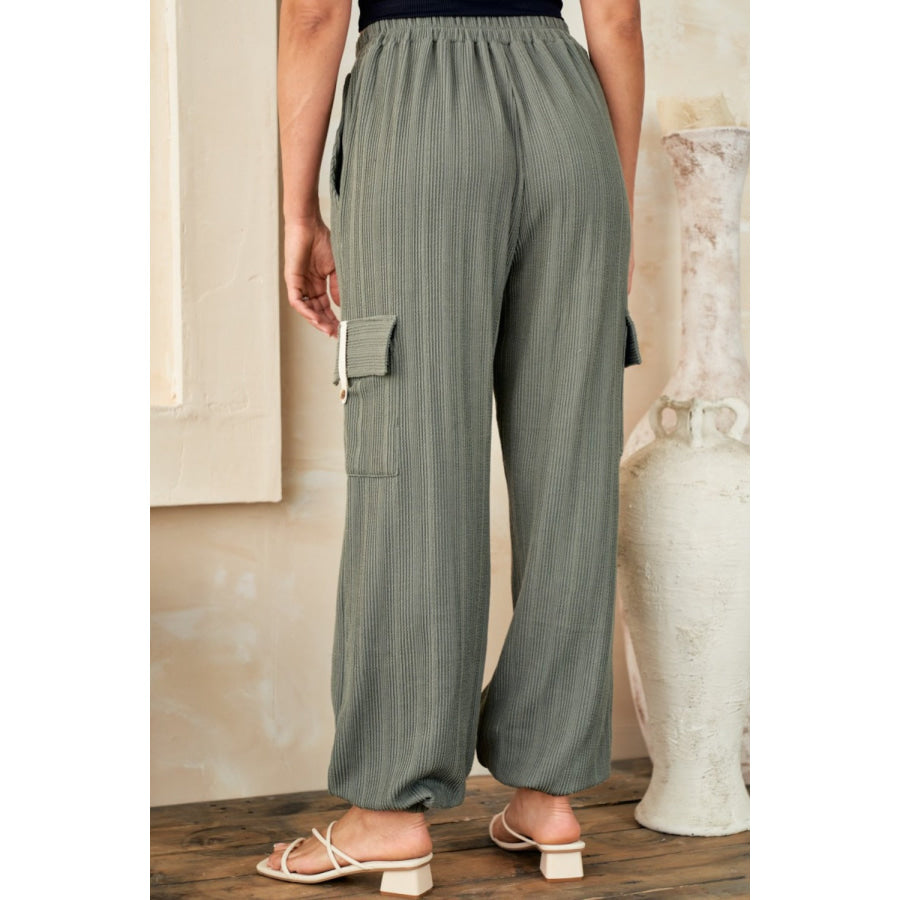 Hailey & Co Textured Rib Cargo Pants Apparel and Accessories