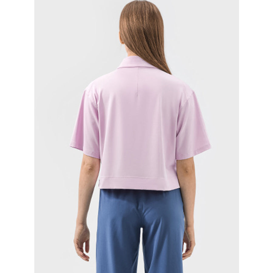 Half Button Short Sleeve Active T-Shirt Apparel and Accessories