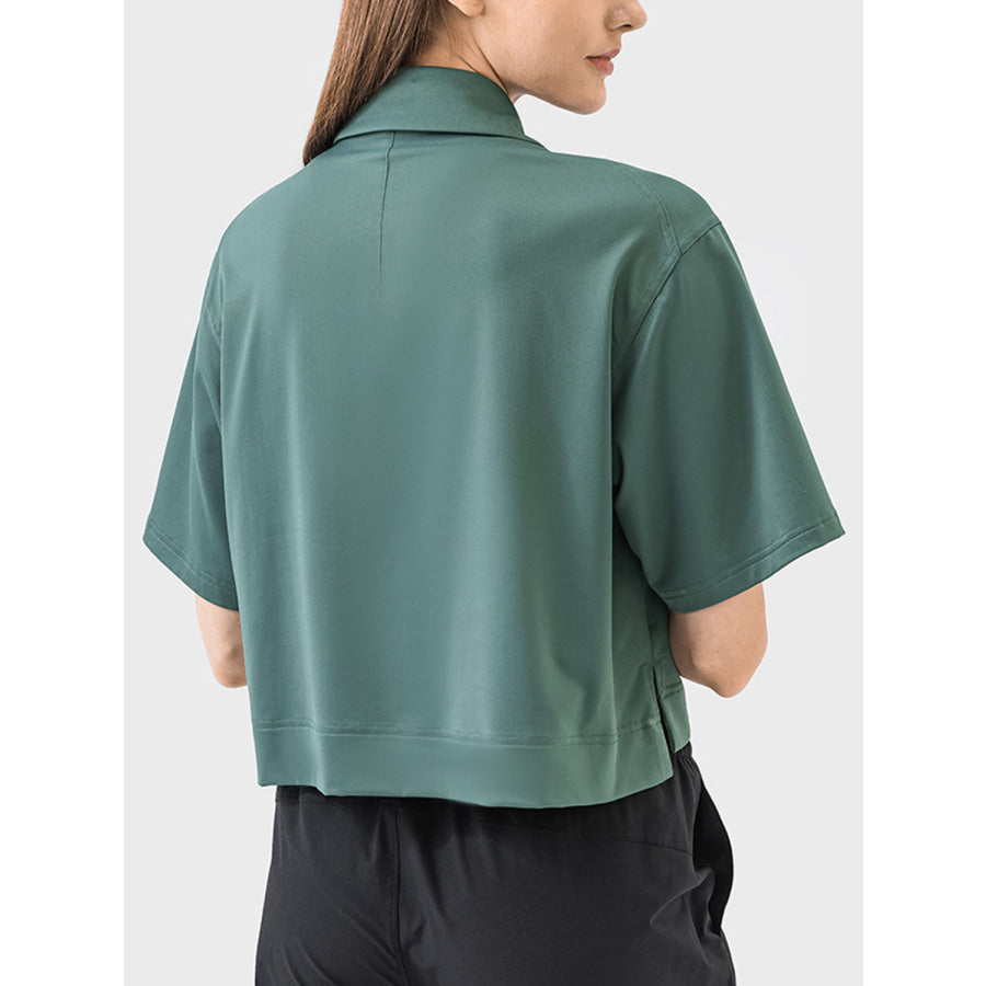 Half Button Short Sleeve Active T-Shirt Apparel and Accessories