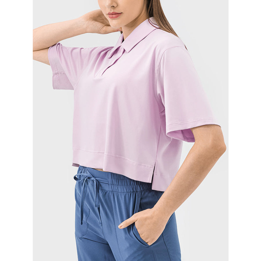 Half Button Short Sleeve Active T-Shirt Apparel and Accessories