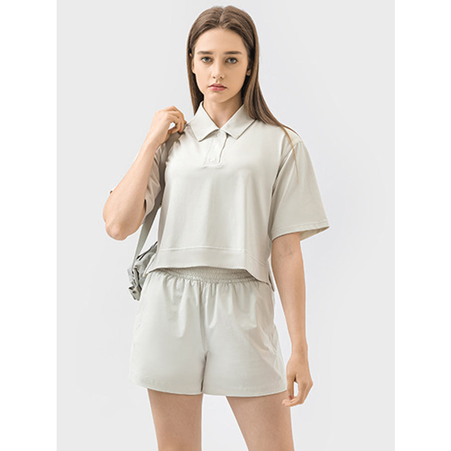 Half Button Short Sleeve Active T-Shirt Apparel and Accessories