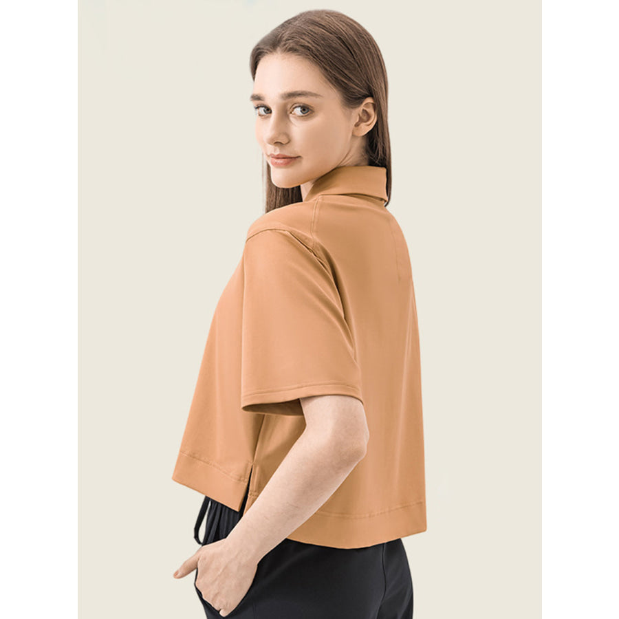 Half Button Short Sleeve Active T-Shirt Apparel and Accessories