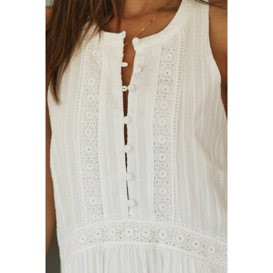 Half Button Sleeveless Mini Dress Apparel and Accessories