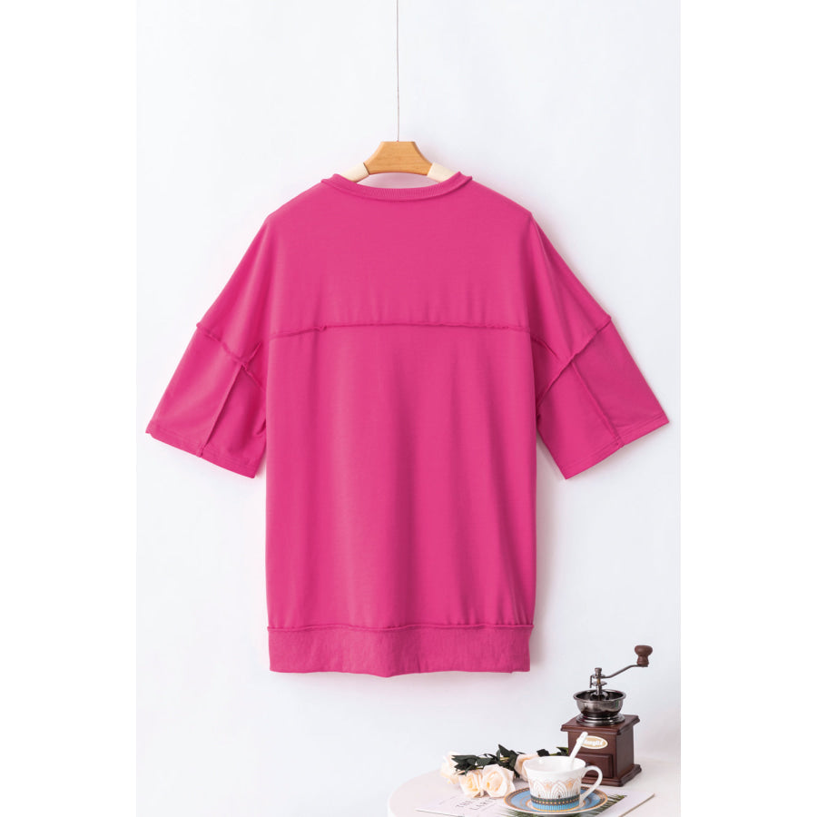 Half Snap Dropped Shoulder Sweatshirt Apparel and Accessories