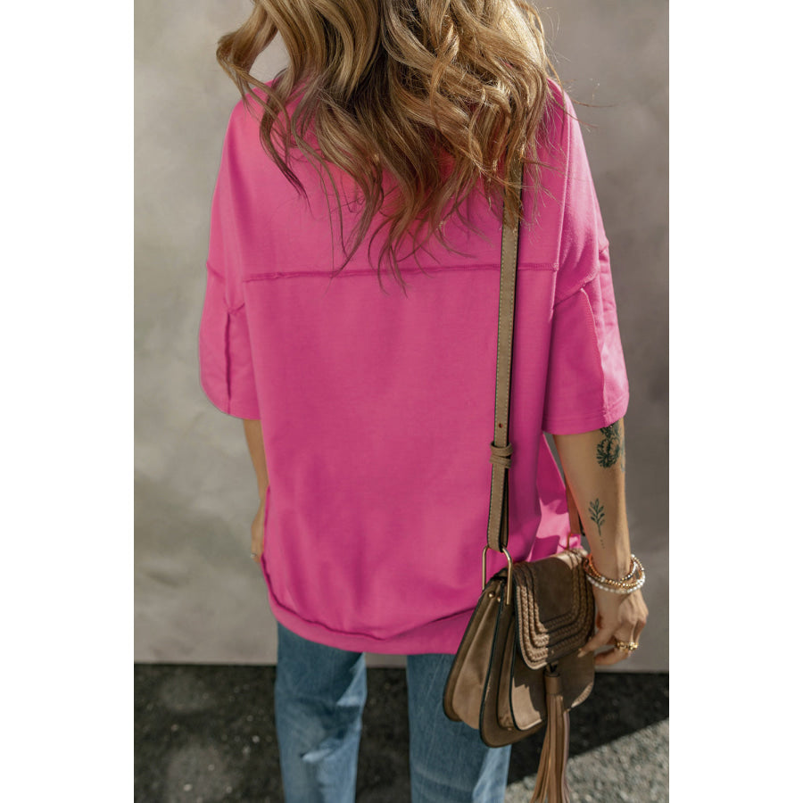 Half Snap Dropped Shoulder Sweatshirt Apparel and Accessories