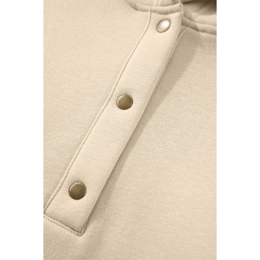 Half Snap Long Sleeve Hooded Top and Pants Set Apparel and Accessories