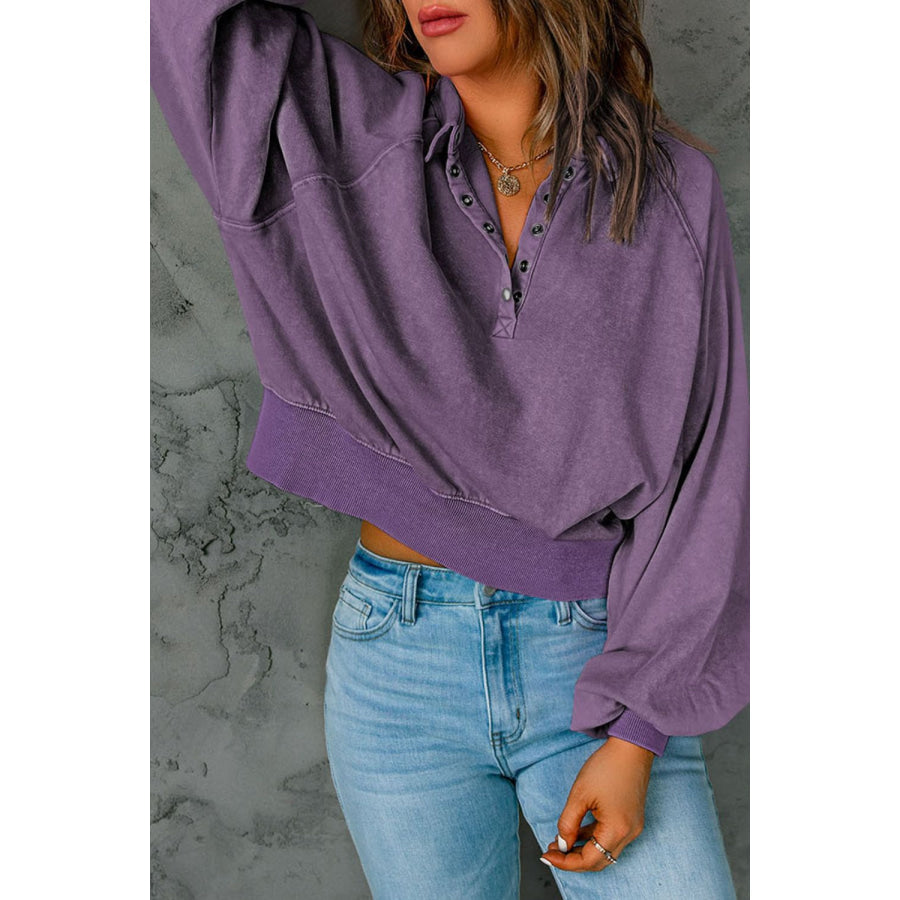 Half Snap Long Sleeve Sweatshirt Apparel and Accessories