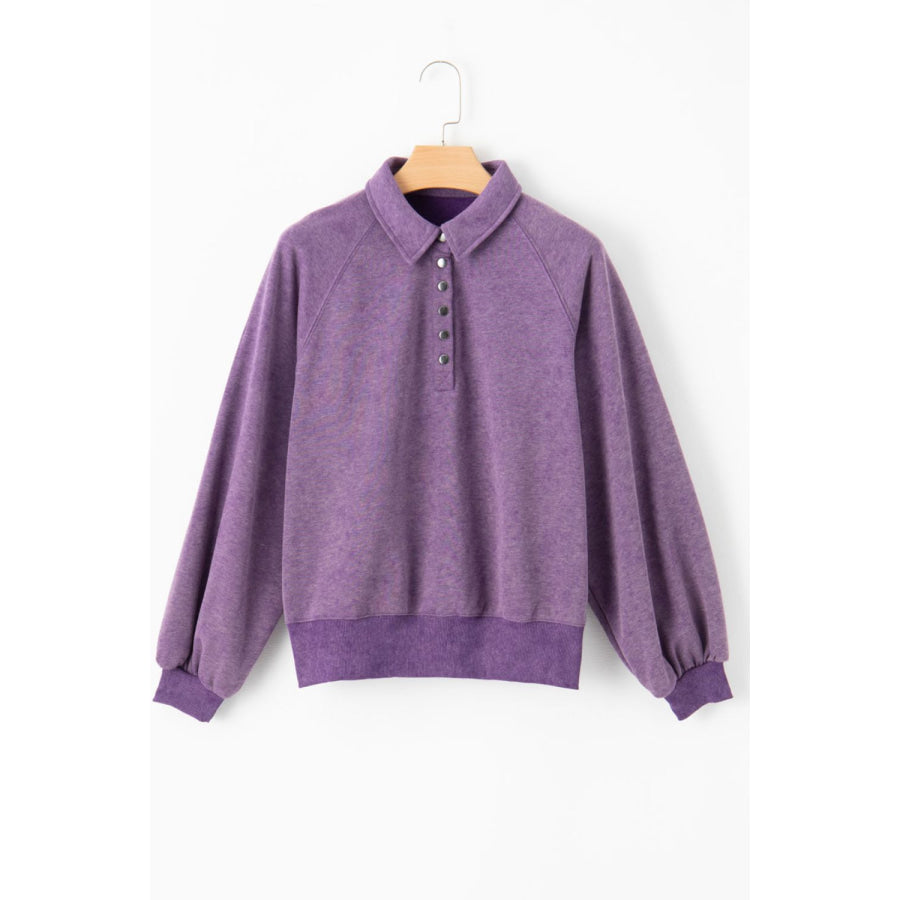 Half Snap Long Sleeve Sweatshirt Apparel and Accessories