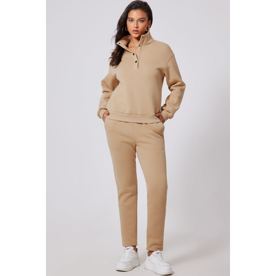 Half Snap Turtleneck Top and Pants Active Set Apparel and Accessories