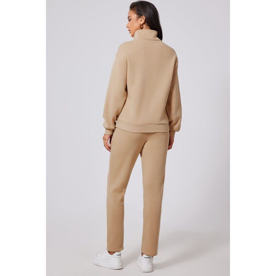Half Snap Turtleneck Top and Pants Active Set Apparel and Accessories
