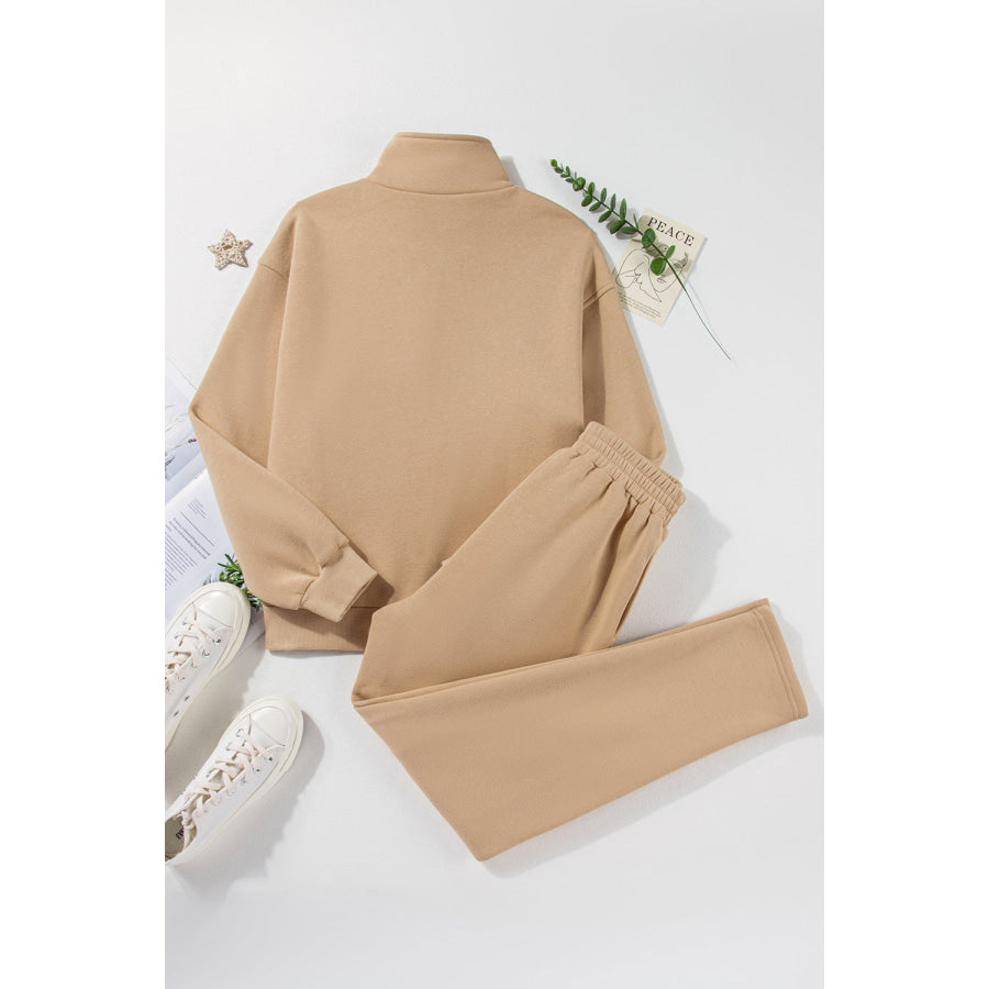 Half Snap Turtleneck Top and Pants Active Set Apparel and Accessories