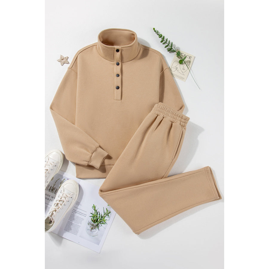 Half Snap Turtleneck Top and Pants Active Set Apparel and Accessories