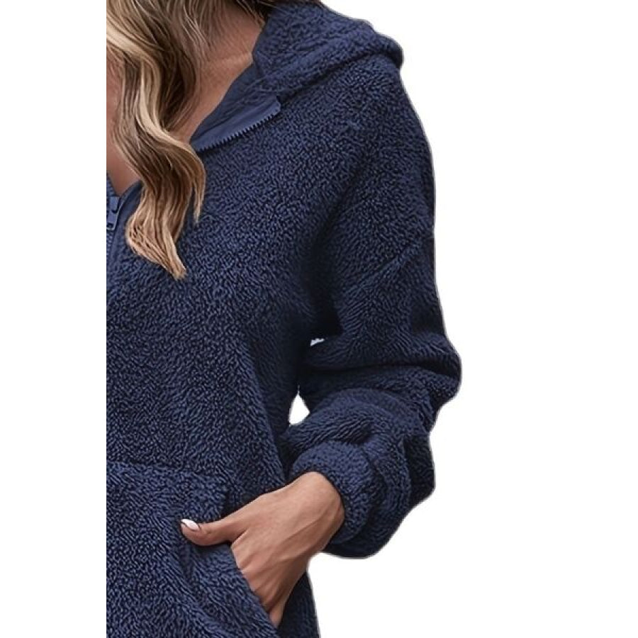 Half Zip Dropped Shoulder Oversized Hoodie Apparel and Accessories