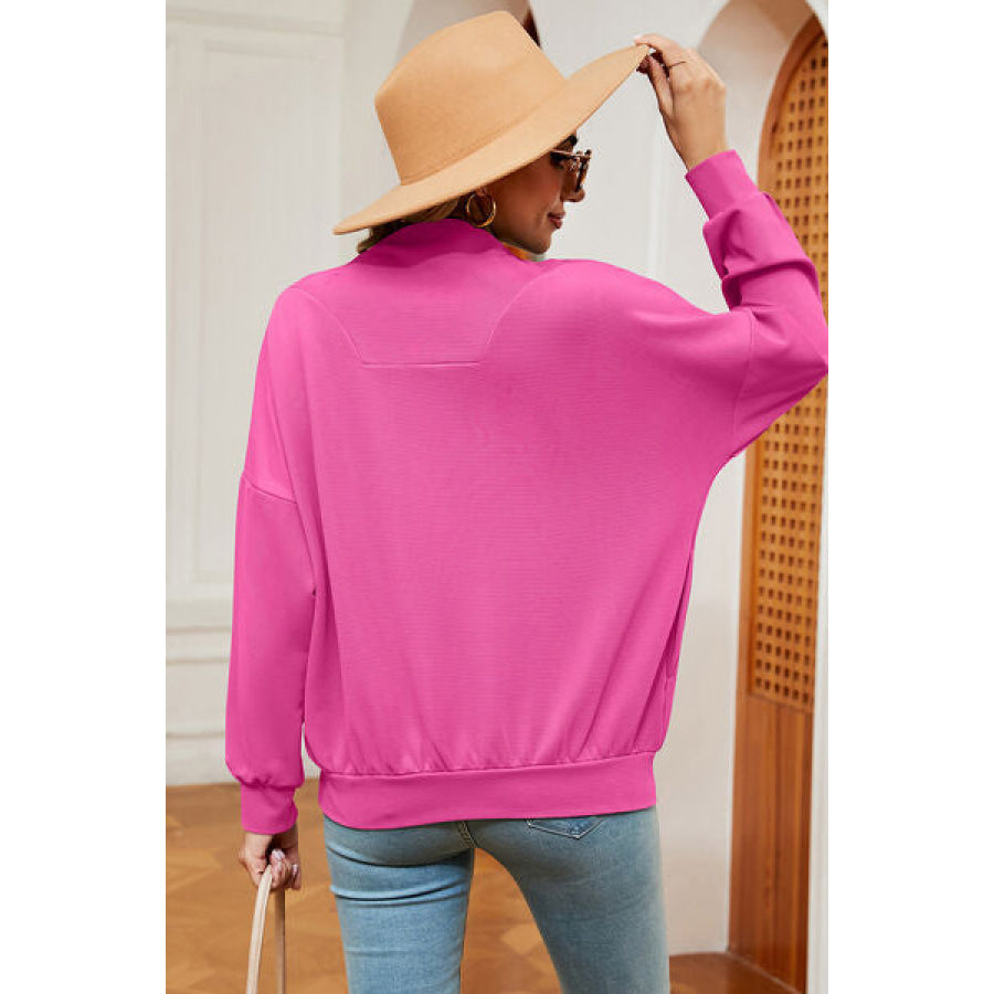 Half Zip Dropped Shoulder Sweatshirt Apparel and Accessories