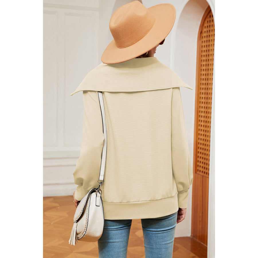 Half Zip Lantern Sleeve Sweatshirt Apparel and Accessories