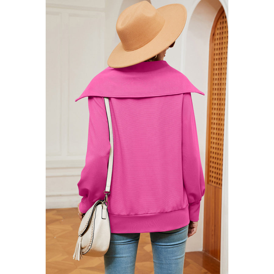 Half Zip Lantern Sleeve Sweatshirt Apparel and Accessories