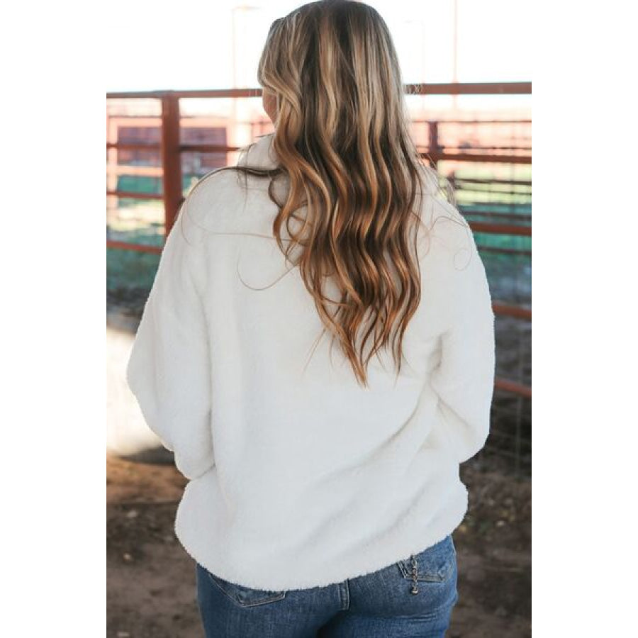 Half Zip Leopard Contrast Long Sleeve Sweatshirt Clothing