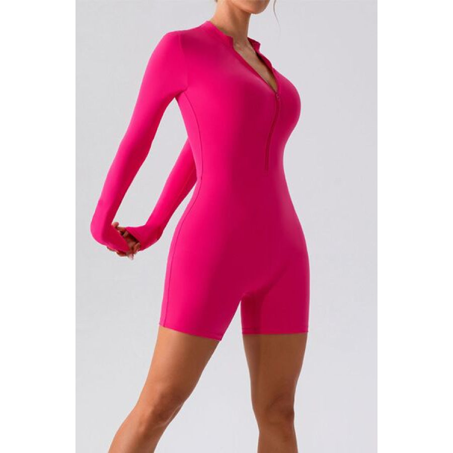 Half Zip Long Sleeve Active Romper Apparel and Accessories