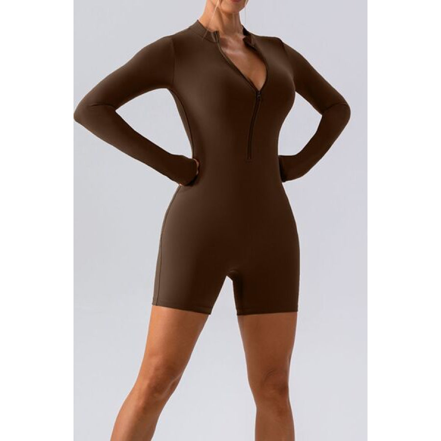Half Zip Long Sleeve Active Romper Apparel and Accessories