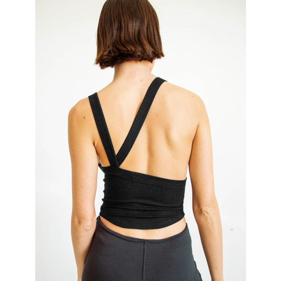 Halter Neck Ribbed Cropped Top