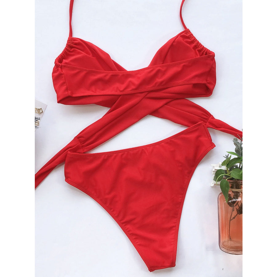 Halter Neck Two-Piece Bikini Set Apparel and Accessories