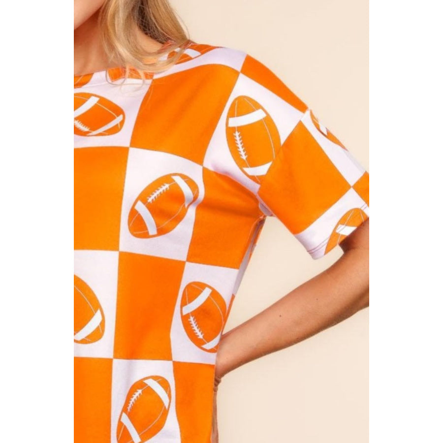 Haptics Football Checkered Print Short Sleeve T-Shirt Apparel and Accessories