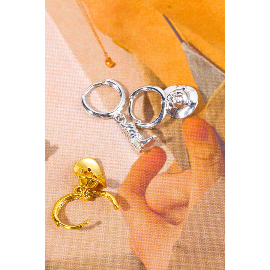Hat & Boot Shape Asymmetrical Copper 14K Gold Plated Earrings Apparel and Accessories