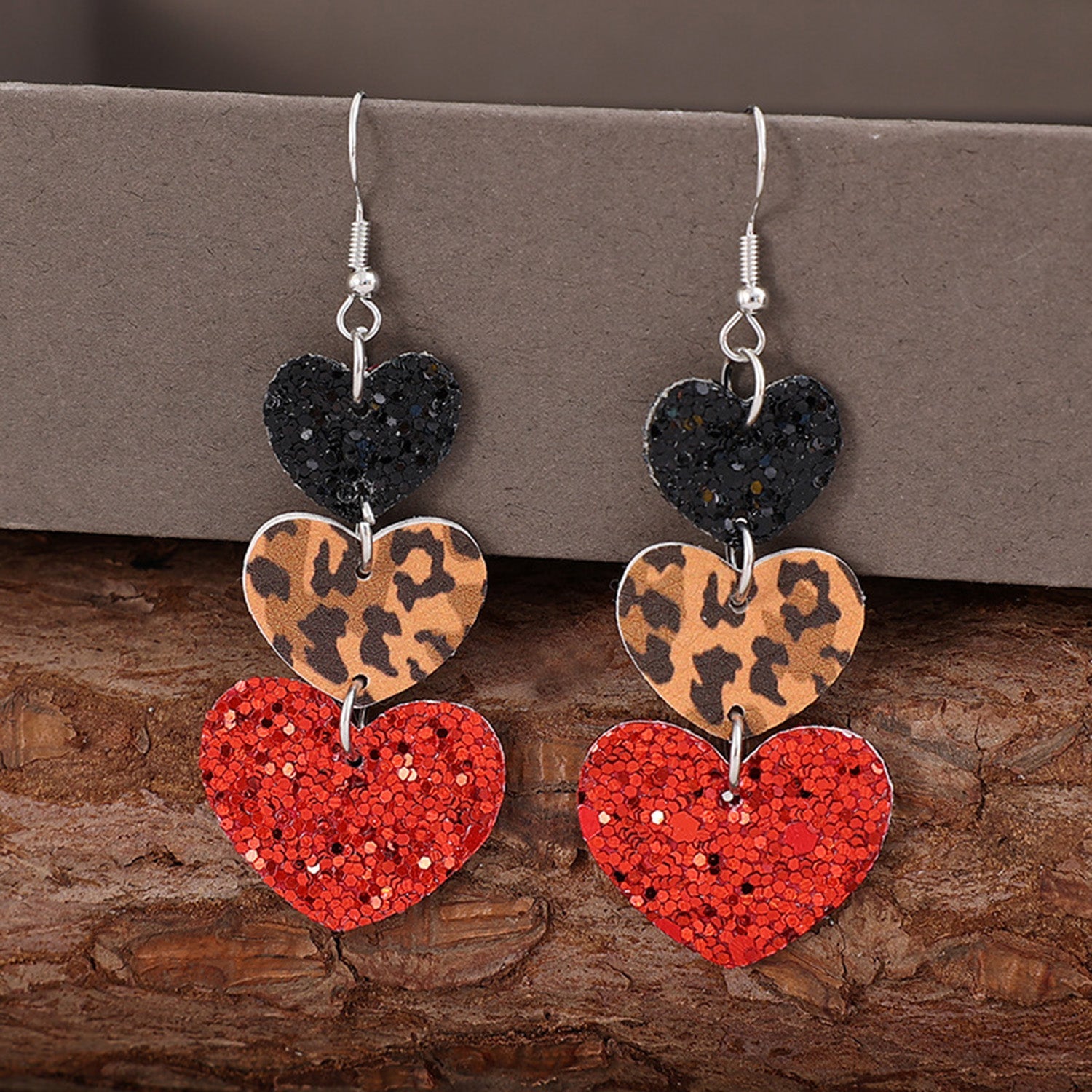 Heart Leather Drop Earrings Scarlet / One Size Apparel and Accessories