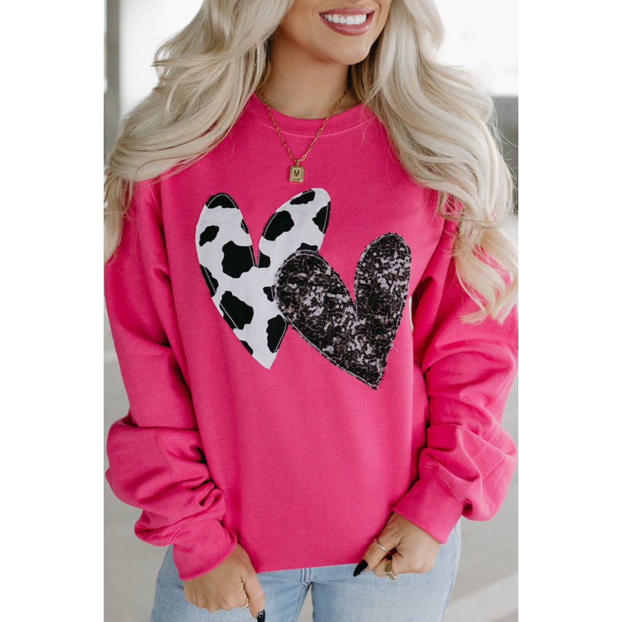 Heart Patch Long Sleeve Sweatshirt Apparel and Accessories