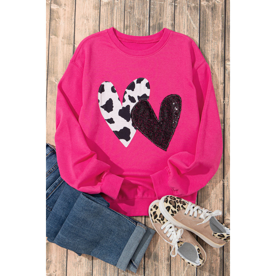 Heart Patch Long Sleeve Sweatshirt Apparel and Accessories