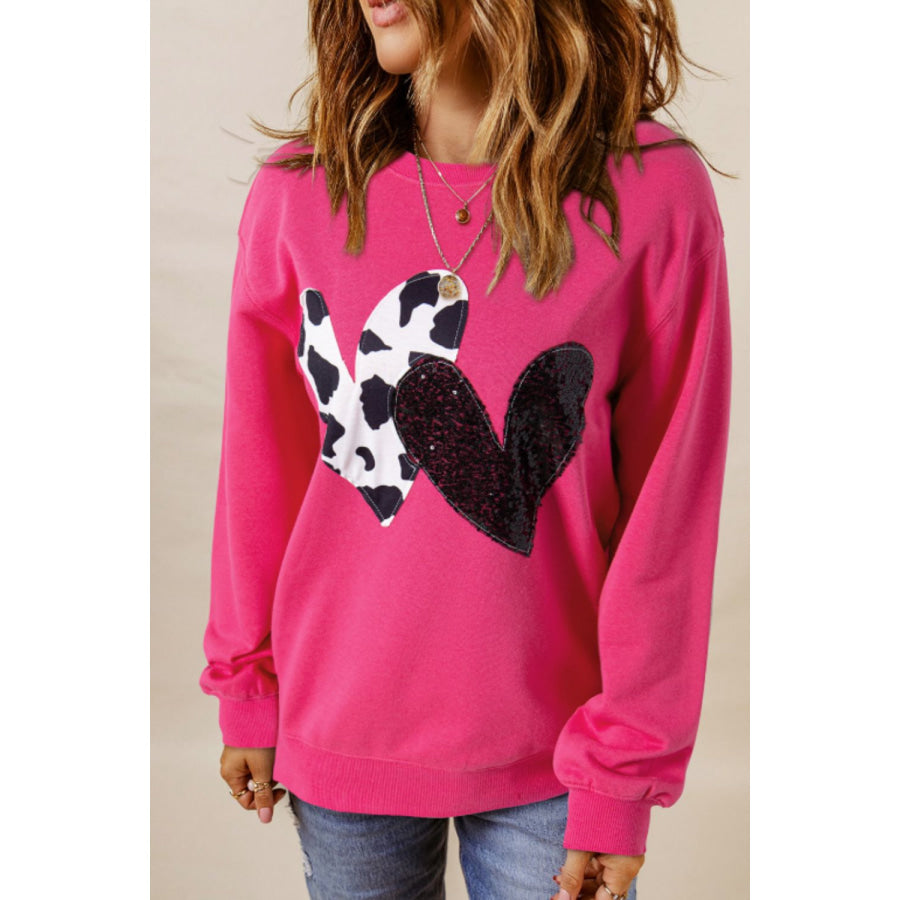 Heart Patch Long Sleeve Sweatshirt Apparel and Accessories