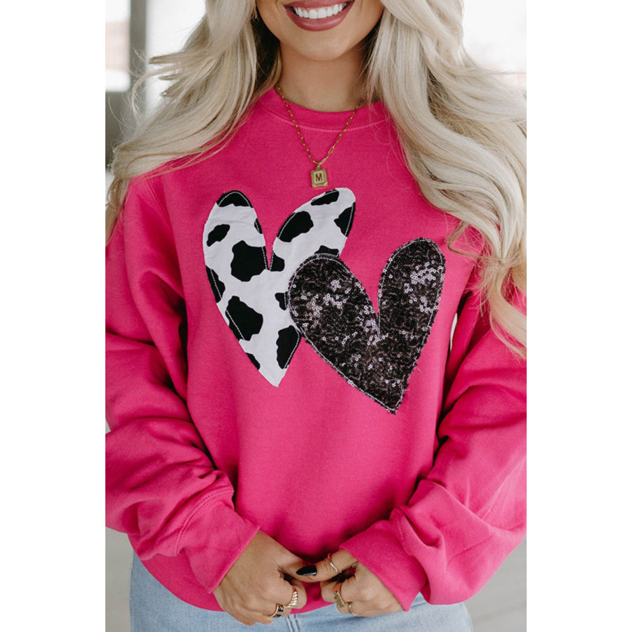 Heart Patch Long Sleeve Sweatshirt Apparel and Accessories
