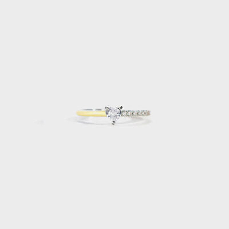 Heart Shape Inlaid Zircon Enamel Ring Butter Yellow / 5 Apparel and Accessories