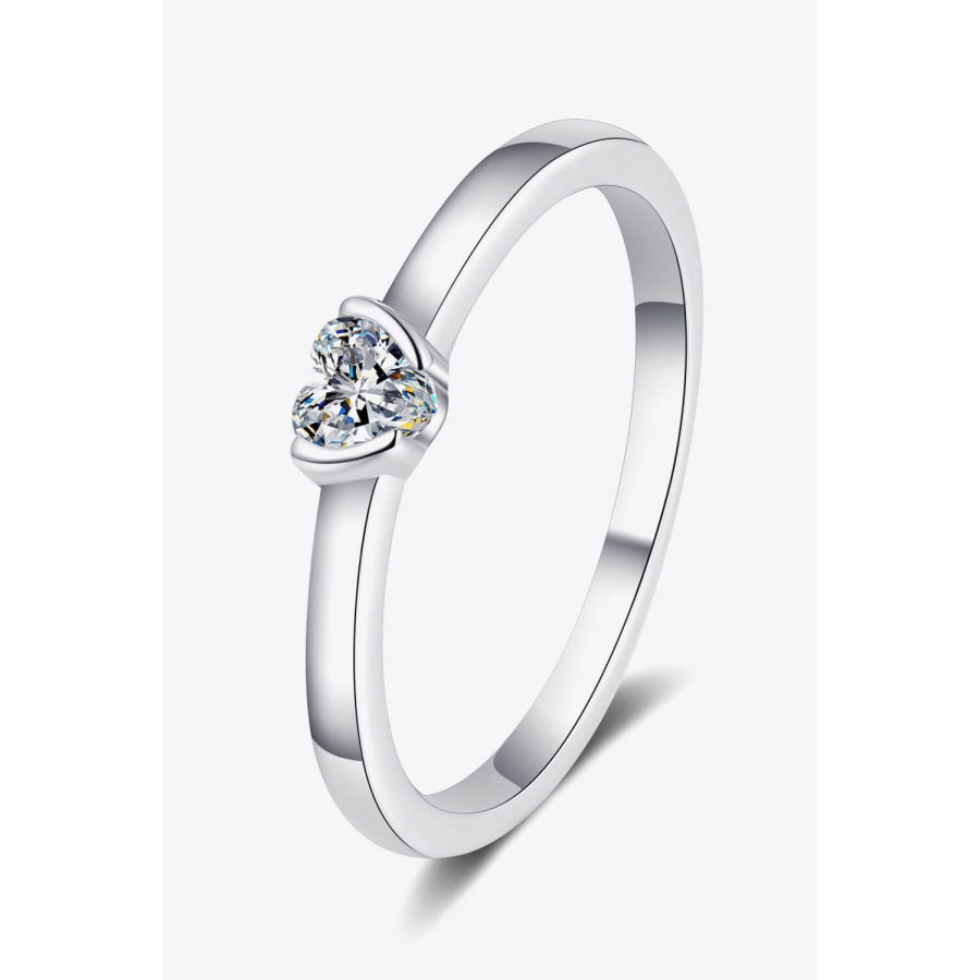 Heart-Shaped Moissanite Solitaire Ring Silver / 5