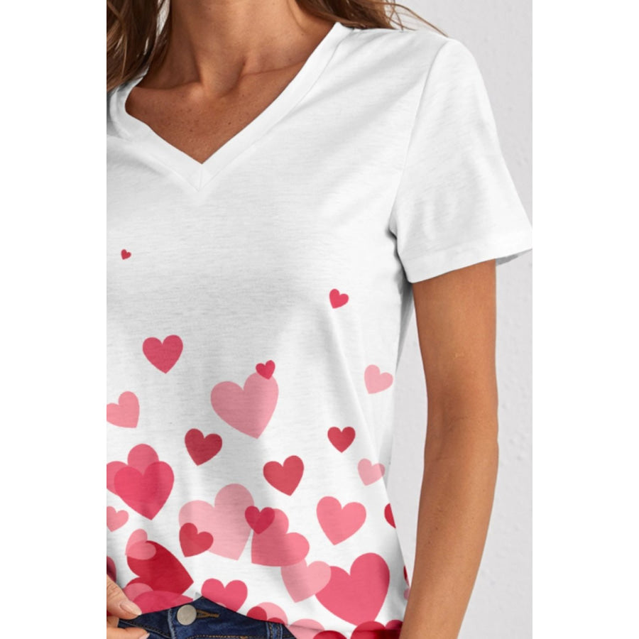 Heart V-Neck Short Sleeve T-Shirt Apparel and Accessories