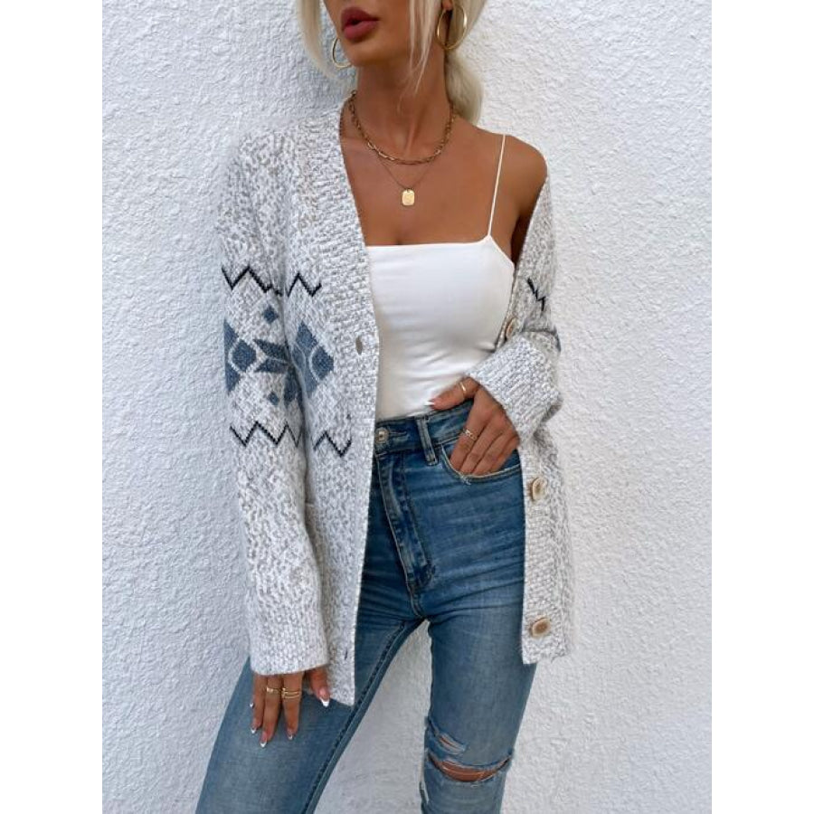 Heathered Pocketed Button Up Cardigan Shirts & Tops