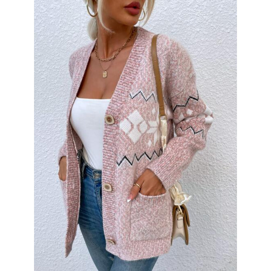 Heathered Pocketed Button Up Cardigan Shirts & Tops