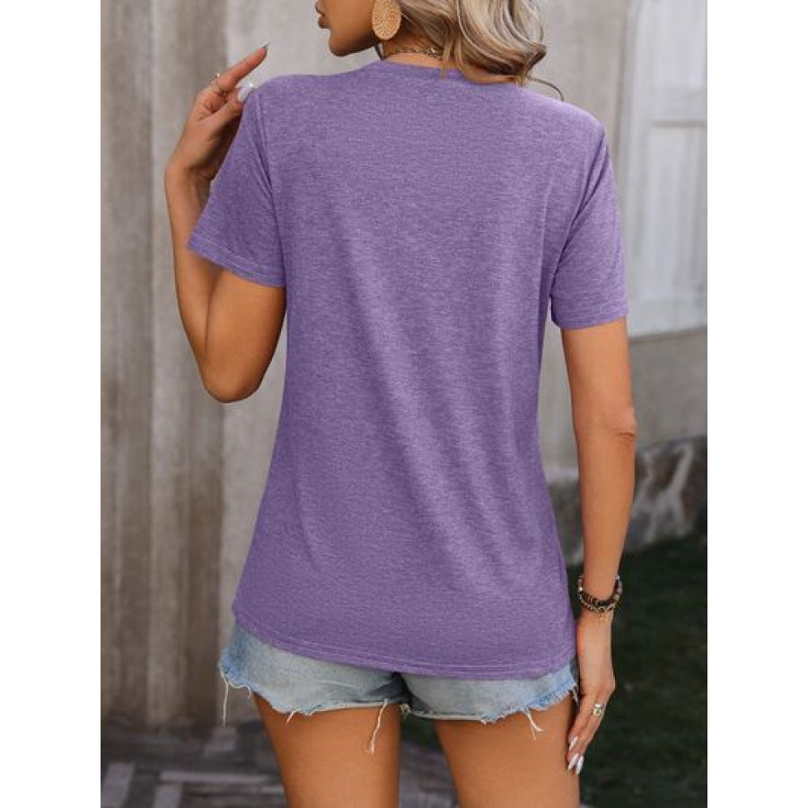 Heathered Round Neck Short Sleeve T - Shirt Apparel and Accessories