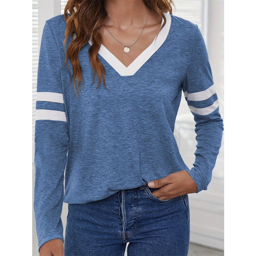 Heathered V-Neck Long Sleeve T-Shirt Apparel and Accessories