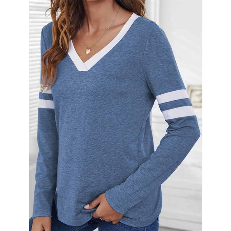 Heathered V-Neck Long Sleeve T-Shirt Apparel and Accessories