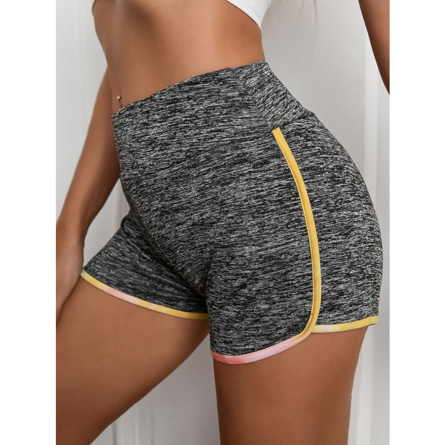 Heathered Wide Waistband Shorts Dark Gray / S