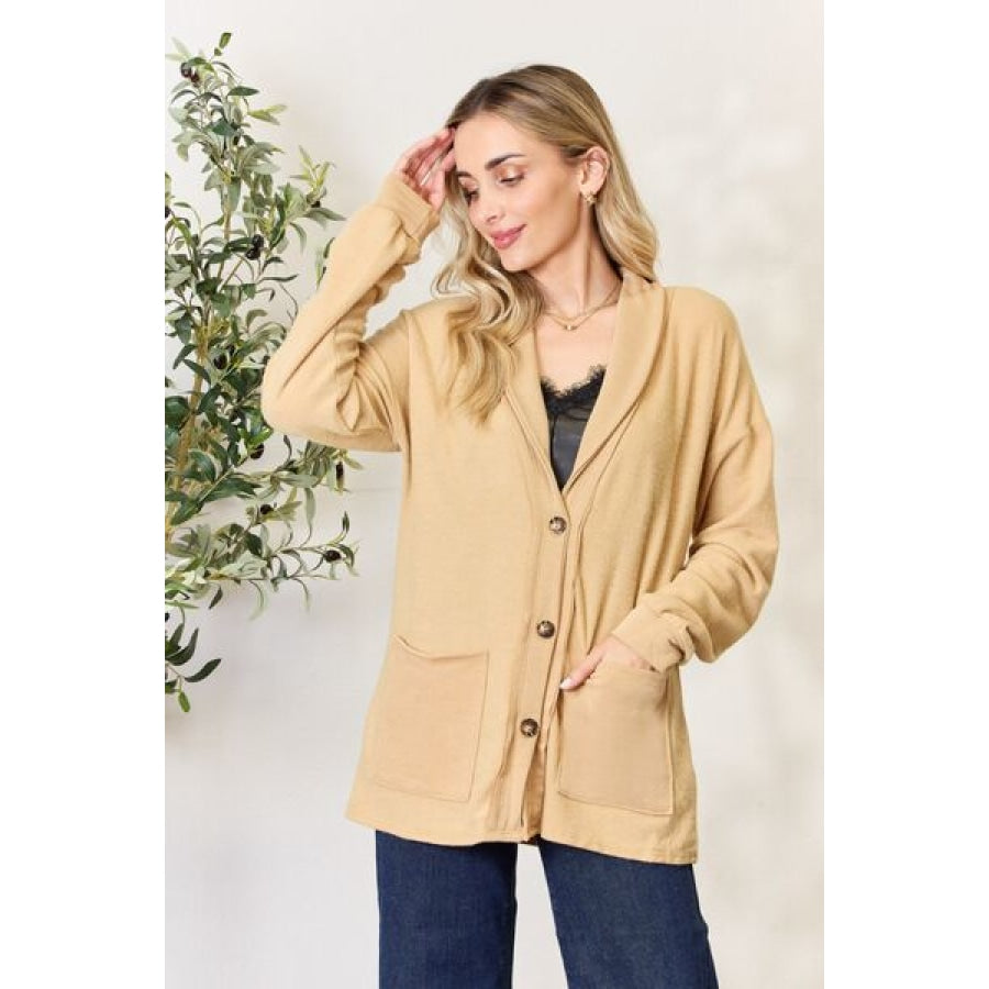 Heimish Full Size Button Up Long Sleeve Cardigan Mustard / S Clothing