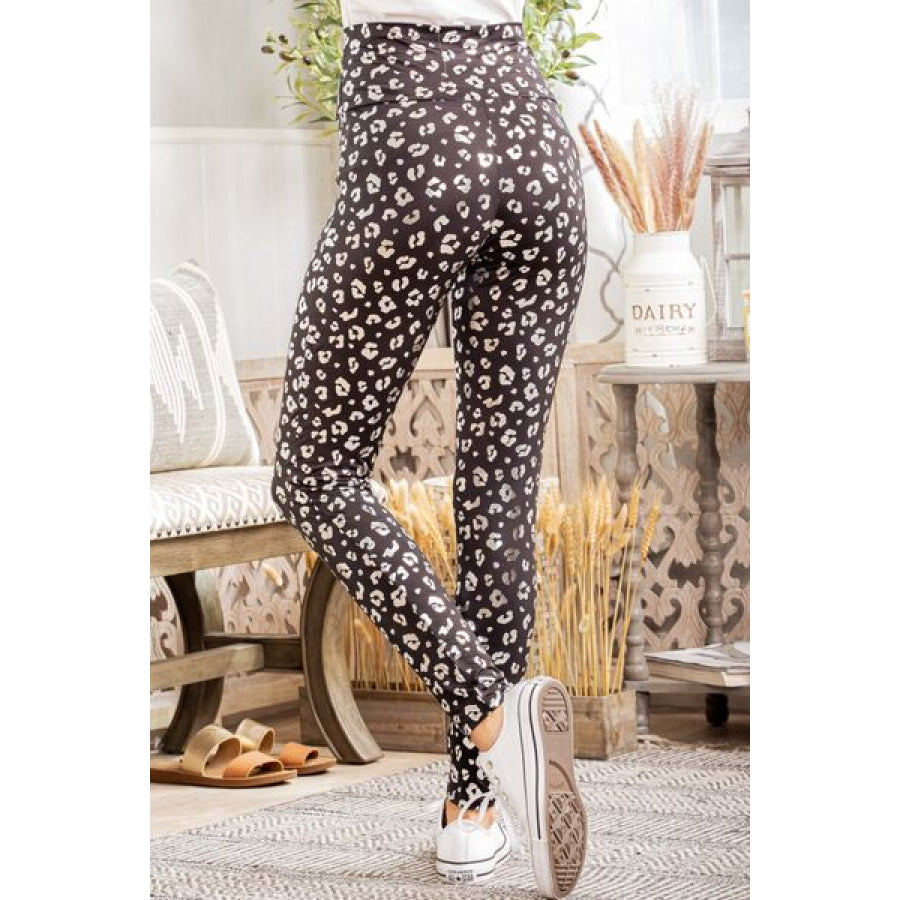 Heimish Full Size Leopard High Waist Leggings Apparel and Accessories